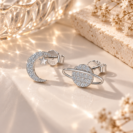 The Saturn & Crescent Studs